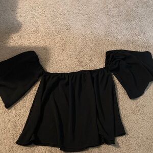 Elegant Black Off-Shoulder Women's flowyTop